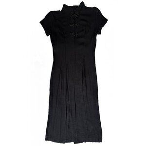 Vintage Frog Closure Black Dress